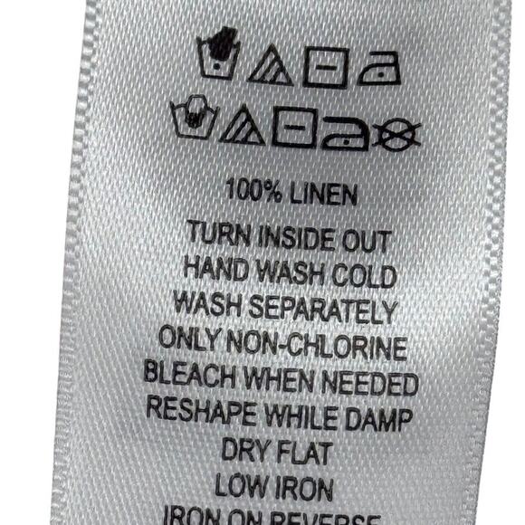 Joie 100% Linen Short Sleeve V-Neck Print Collared Top Shirt Dolman Womens sz L - Picture 15 of 16